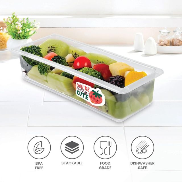 Milton Cryo Fridge Storage Container Set Of 6 | Vinyl Stickers & Removable Drain Plate |1500Ml