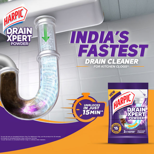 Harpic Drain Cleaner Powder | Sink & Pipe Cleaner For Drainage Block