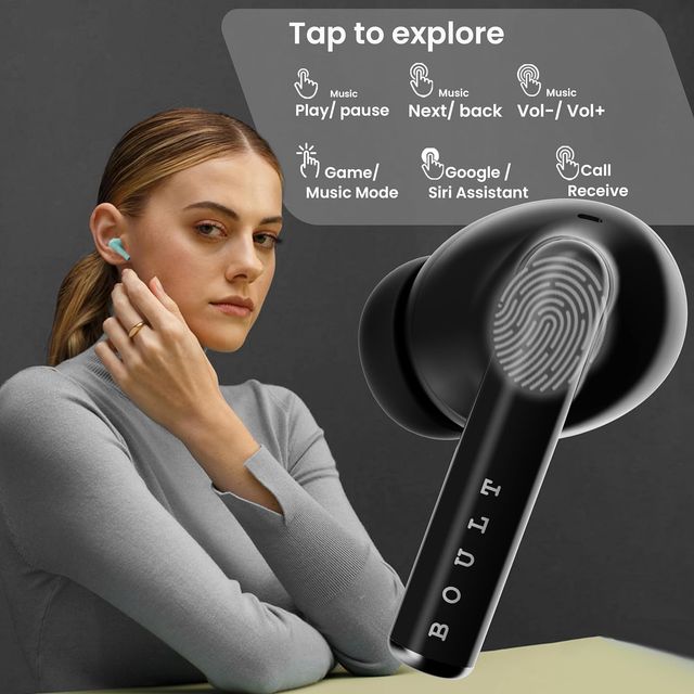 Boult W20 with Zen ENC Mic, 35H Battery Life,5.3v Bluetooth Headset (Space Black, True Wireless)