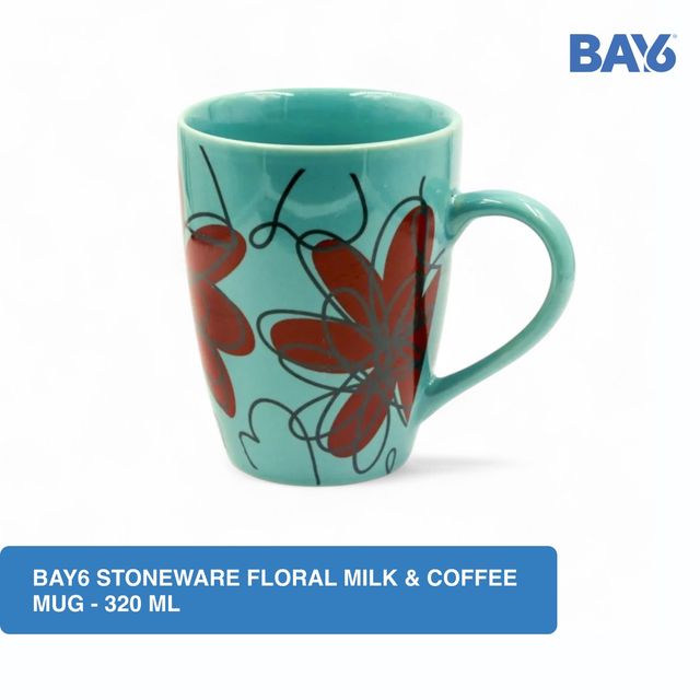 BAY6 Stoneware Floral Milk & Coffee Mug - 320 ML