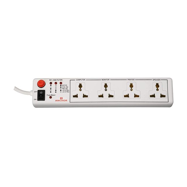 Panasonic 6 Amp Extension Board With 4 Way Universal Socket, 1 Single Switch & 4 Mtr Wire
