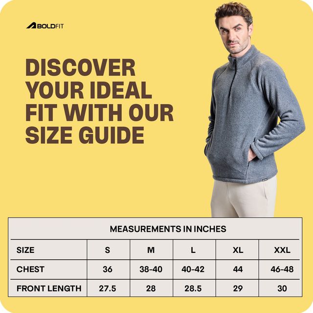 Boldfit Sweatshirt For Men Half Zipper Heavy Fleece Thermal Pullover Anti-Pilling | Aero Grey | XL