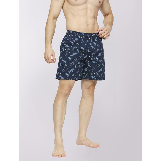 Frenchie Men s Printed Cotton Boxer Shorts | Surfing Club Navy Blue | L