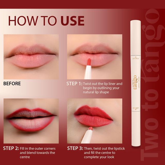 Glam21 Two To Tango Lip Liner + Lipstick Duo | Non-Transfer | Creamy Matte Finish | Red Magic-01