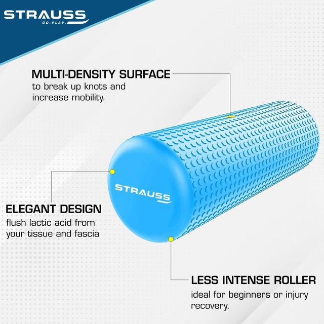 Strauss Yoga Foam Roller | 30 Cm | Blue