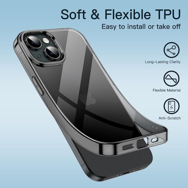 ExpressB For iPhone 13 | iPhone 14 Case Cover Clear Transparent | Thin Soft Back - Clear Black