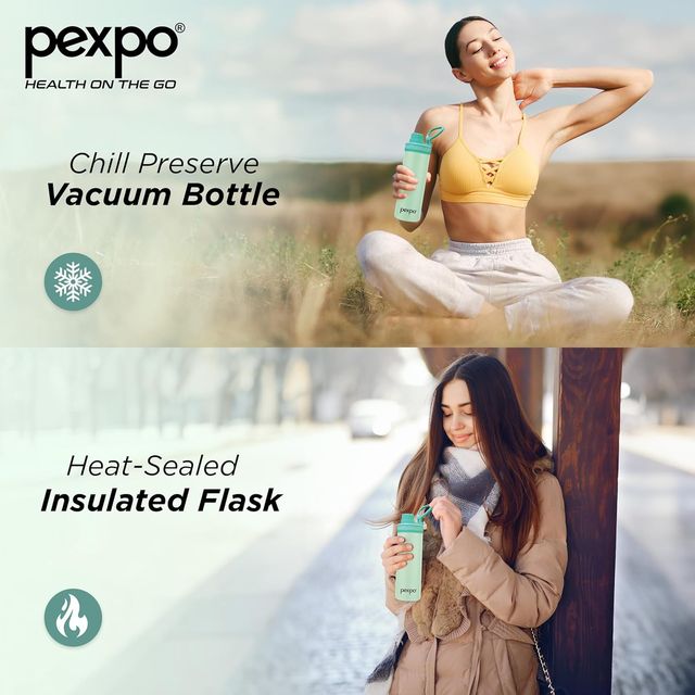 Pexpo Texas Stainless Steel Hot & Cold Vacuum Insulated Flask - 500 ml | Sea Green
