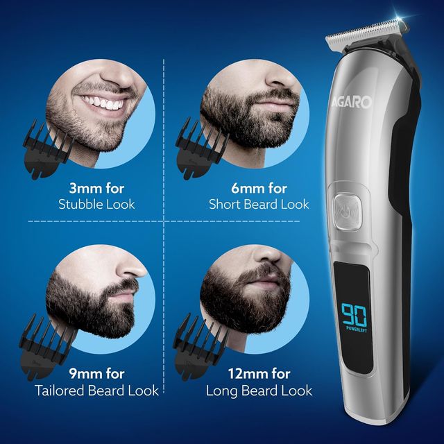 Agaro Cosmo Rechargeable Men'S Beard Trimmer, Cordless, 4 Length Setting, 2 Speed, 90 Mins Runtime