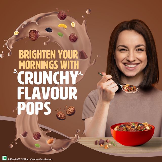 Saffola Muesli Choco Crunch With Flavour Pops 15 In 1 Fruit And Nuts