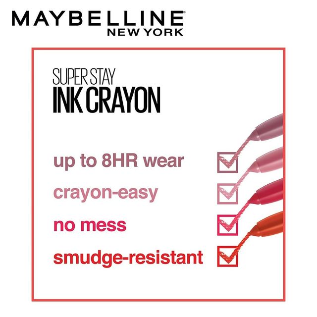 Maybelline New York Lipstick, Matte Finish, Long-Lasting, Intense Colour, Superstay Crayon Lipstick
