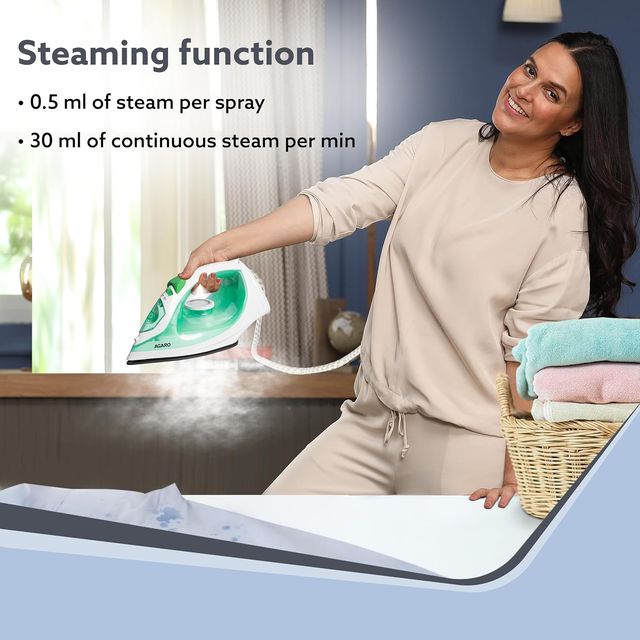 Agaro Regal Steam Iron, 1200W, Fast Heating,Swivel Cord, Spray Steam/Dry Function, 200 Ml Tank