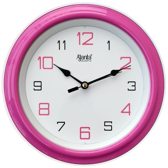 Ajanta Abstract Plastic Round Analog Wall Clock (20.5 x 20.5 x 3.5 cm | Pink)