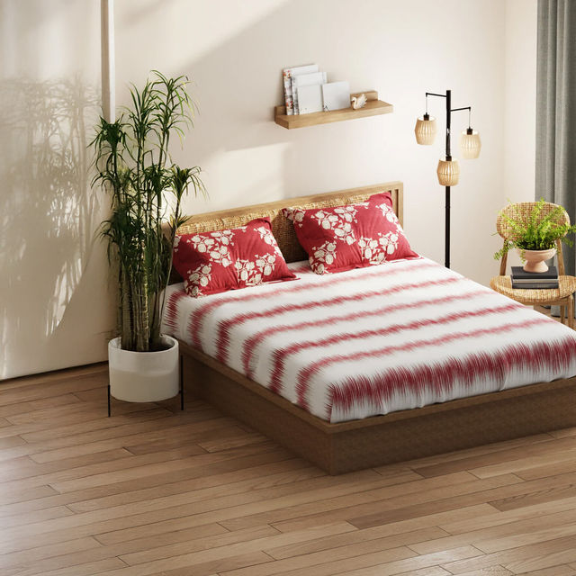 Kopa Extra Smooth Micro Double Bedsheet With 2 Pillow Covers | Set of 3 | Blush, Burgundy