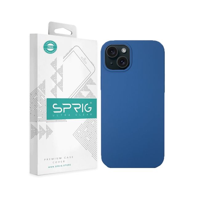 Sprig Designer Back Cover for Apple Iphone 15 Liquid Silicone Shock Proof | Navy Blue | MagSafe Compatible