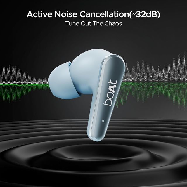 boAt Airdopes 280 ANC TWS Earbuds w/ 32dB ANC, Ambient Mode, 60H Playback & 13mm Drivers(Mint Blue)