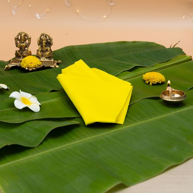 Jai Kashi Pooja Cloth - Yellow | 1.25 m x 0.8 m