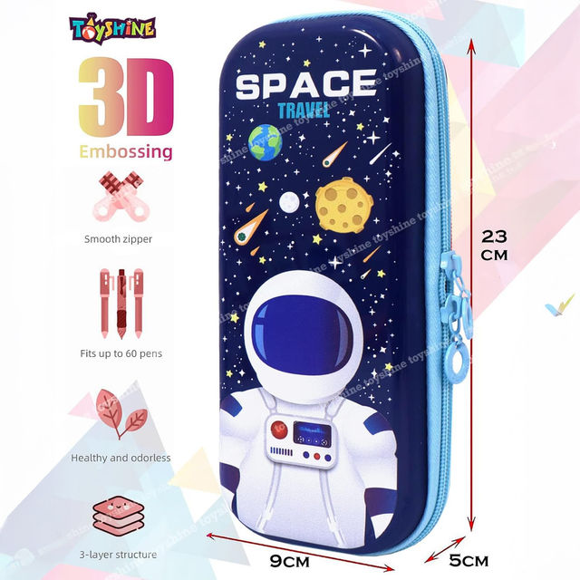 Toyshine Funky Astro Hardtop Pencil Case with Multiple Compartments - Blue