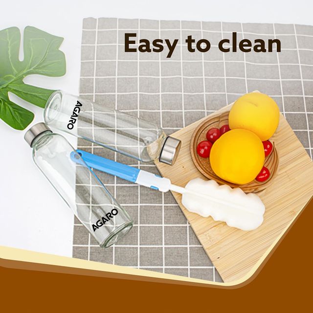 Agaro Elite Borosilicate Glass Bottles Pack of 3, 1L Each, Transparent, Hot & Cold