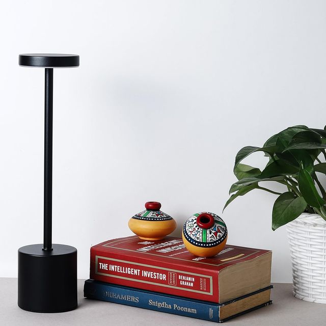 Lexton Creative Desk Lamps Rechargeable Portable Restaurant Led Table Lamp Cordless Pack-1 Black