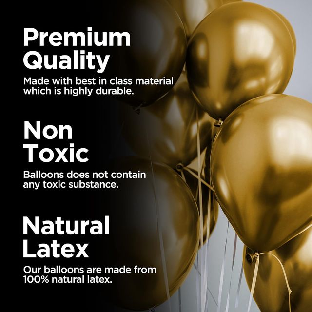 Just Party Gold & White Metallic Finish Shiny Balloons For Party Decoration - Pack Of 50