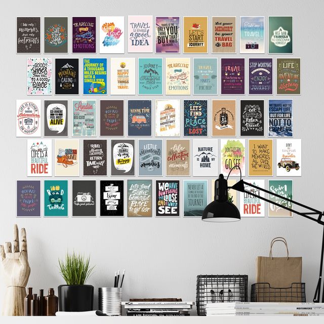 Paper Plane Design Motivational Wall Posters Collage Pack of 50 (4 Inch X 6 Inch) D21