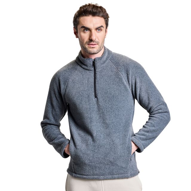 Boldfit Sweatshirt For Men Half Zipper Heavy Fleece Thermal Pullover Anti-Pilling | Aero Grey | XL