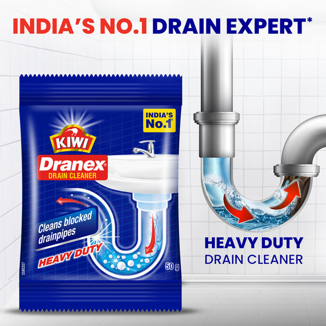 Mr. Muscle Kiwi Dranex Drain Cleaner Powder, Removes Clogs, Blockages In Just 30 Minutes 50 g Combo
