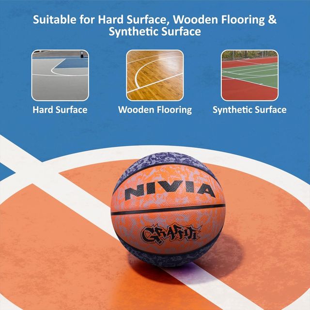 Nivia Graffiti Basketball | Blue and Orange | Size - 7