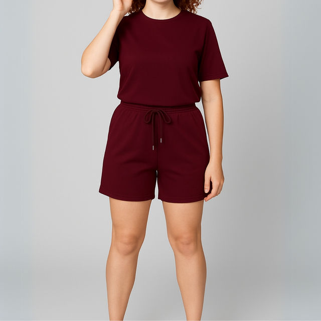 EQL Women's Pure Cotton Shorts | Maroon - S