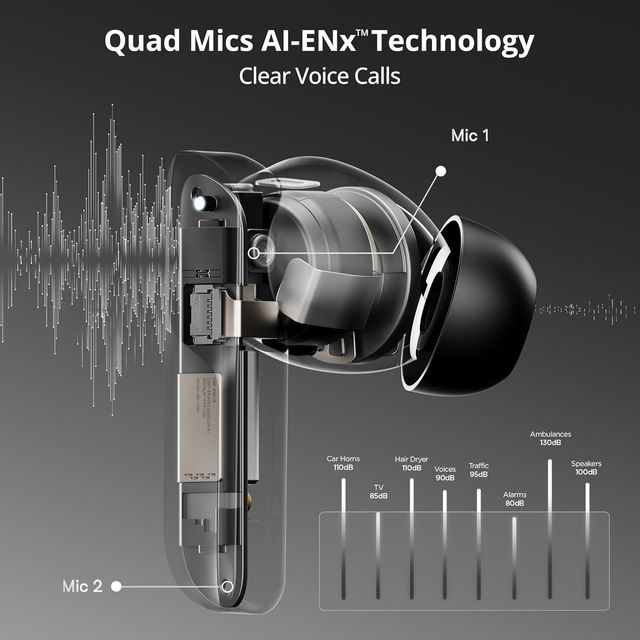 boAt Airdopes 800 TWS Earbuds w/ Dolby Audio, High Fidelity Drivers, 4 Mics ENx Tech & Hearables App(Interstellar Black)