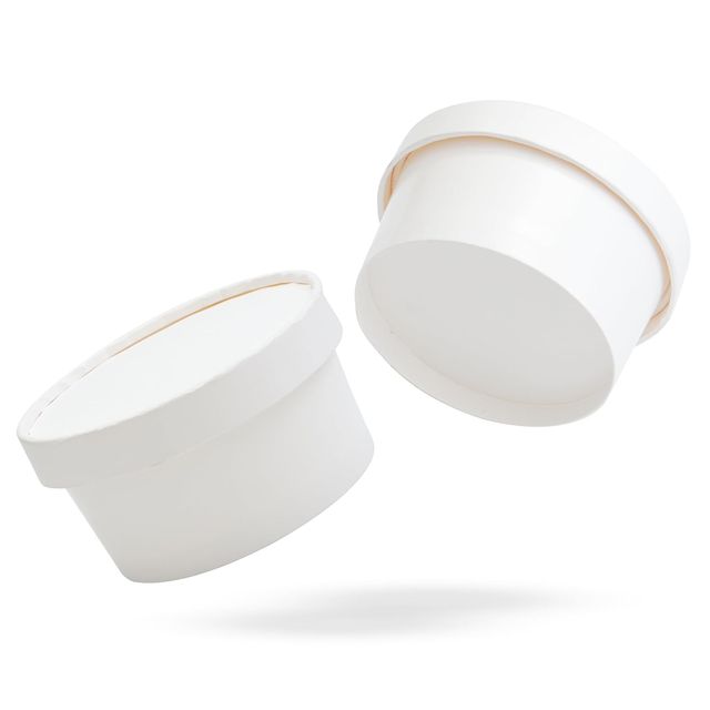 Tempware Disposable White Paper Container With Lid 250Ml Pack Of 20