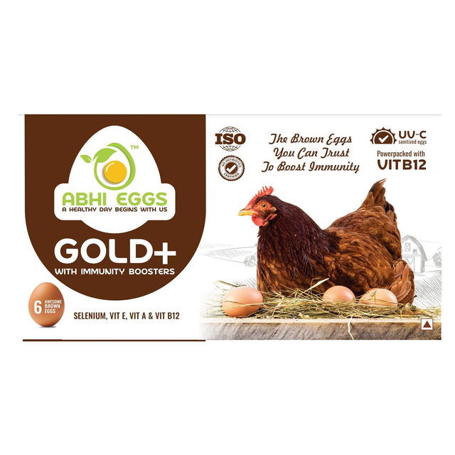 Abhi Eggs Gold + Brown Eggs with Immunity Boosters 6 pc Combo