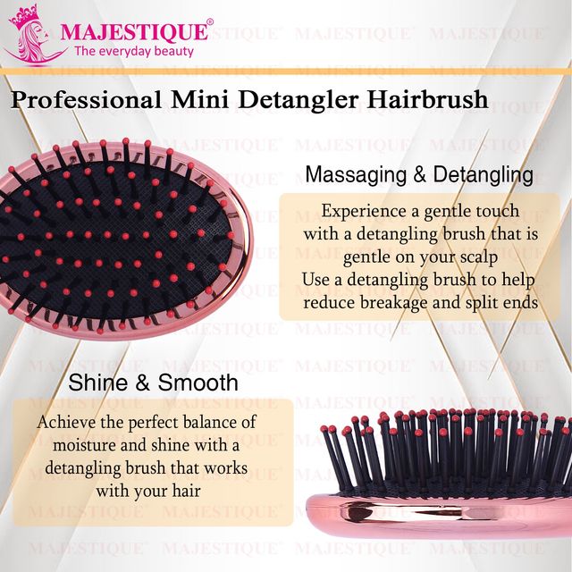 Majestique Mini Detangler Hair Brush - Massage Paddle for Adults & Kids | Color May Vary