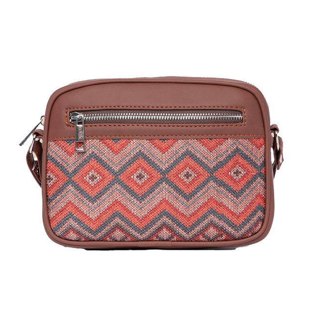 Zouk Women's Woven Vegan Leather 2.4 L Sling Bag | Multicolour - One Size