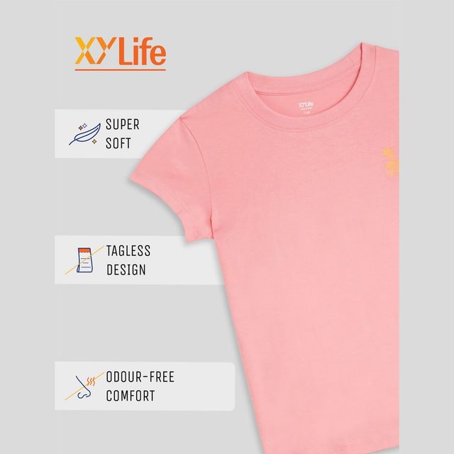XY Life Girl's Astro Intelliease Combed Cotton T-shirt - Buy at