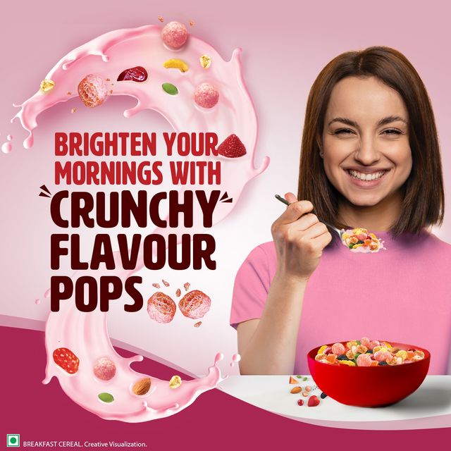 Saffola Muesli Berry Crunch With Flavour Pops | 15 In 1 Fruit And Nuts, Seeds | Millet & More