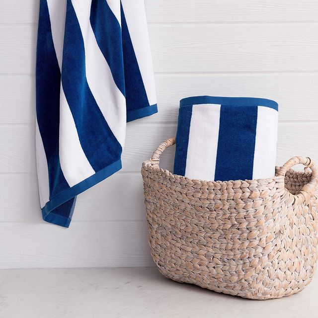Lushomes Cotton Pool Towel - Royal Blue & White | Cabana Stripe | 36 x 72 inch | 750 GSM