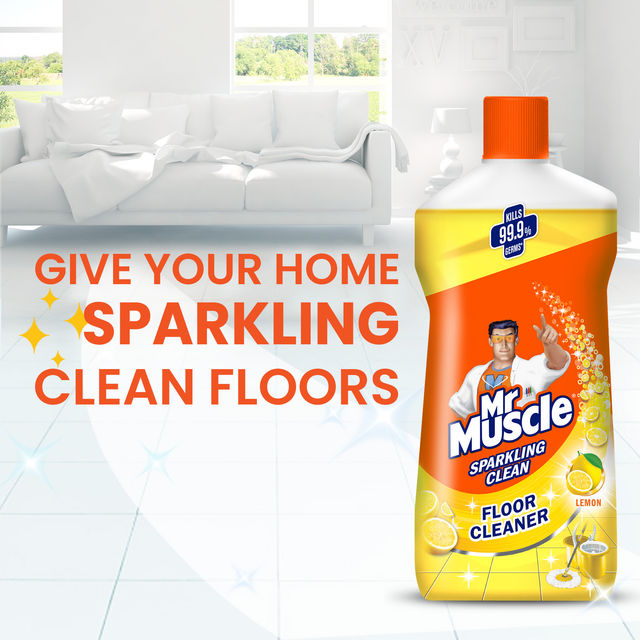 Mr Muscle Sparkling Floor Cleaner Liquid Lemon Citrus, Kills 99.9% Germs 1 l Combo