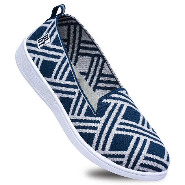 Paragon Comfy Zigzag Ballet Flats For Women Bolt Blue And White - 5