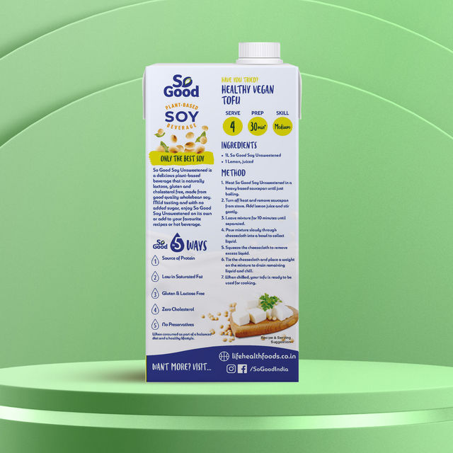 So Good Plant Based Soy Beverage Unsweetened Tetrapack 1 l Combo