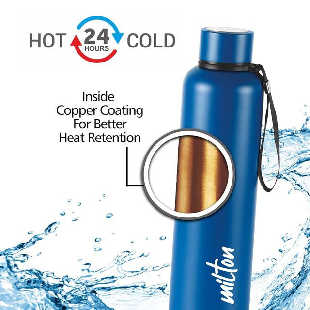 Milton Stainless Steel Aura 750 Thermosteel Bottle | Dark Blue - 750 ml