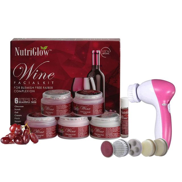 NutriGlow Instant Glow Beauty Wine Facial Kit With Goodness Of Red Grape Extracts For Men & Women
