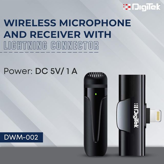 Digitek Dwm-002 Wireless Microphone & Receiver With 8-Pin Connector For Noise Cancellation