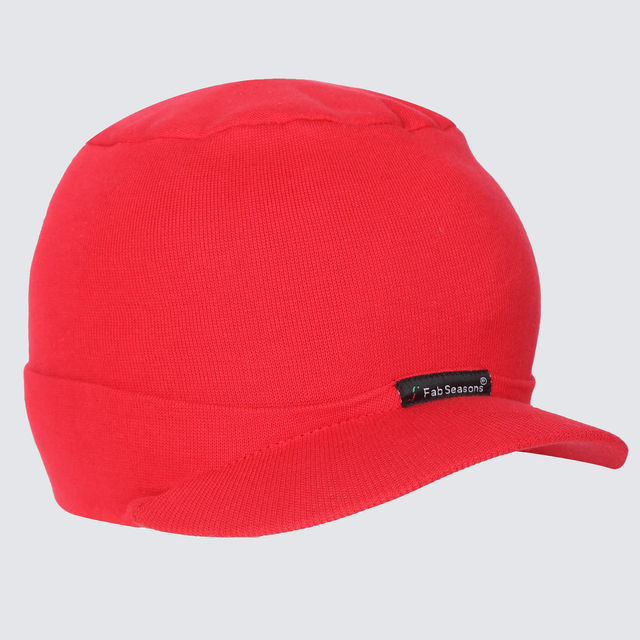 Buy Fabseasons Unisex Solid Cotton Skull Cap | Red - Free Size