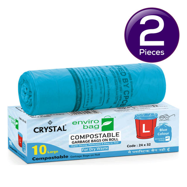 Crystal Large Garbage Bag 24x32 Compostable, Blue Colour 1 pc Combo