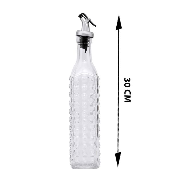 Cutting Edge 500 ml Glass Oil Pourer Dispenser For Kitchen - Oil & Vinegar Bottle | Set of 2