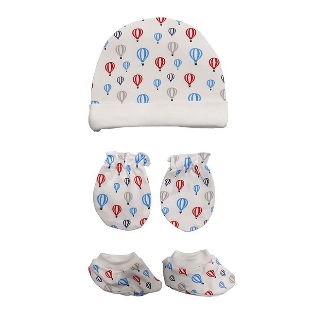 LuvLap Cotton Baby Caps Mittens Booties Combo Cap For Kids | Assorted | 0 - 6 months