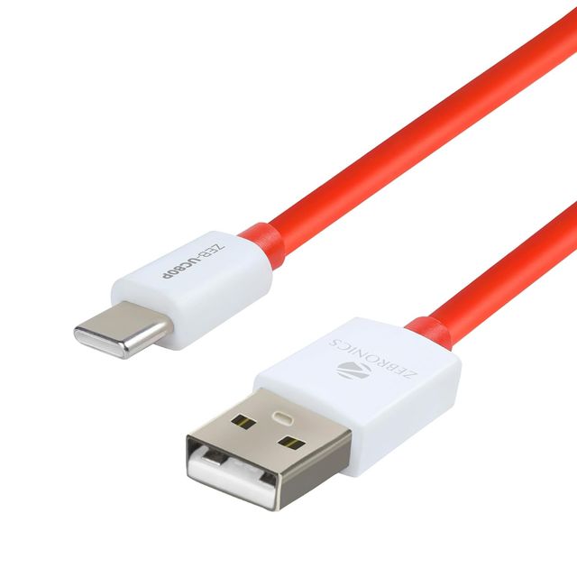 Zebronics Uc80P Usb - Type C Cable 80 Watts Rapid Charging Charge & Sync 1 Meter - White And Red