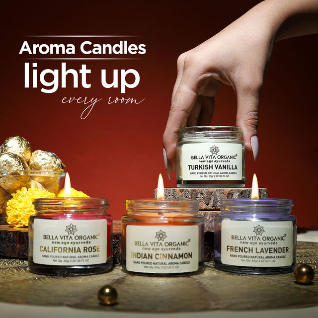 Bella Vita Organic Vanilla Candles - Cinnamon Lavender & Rose Aroma