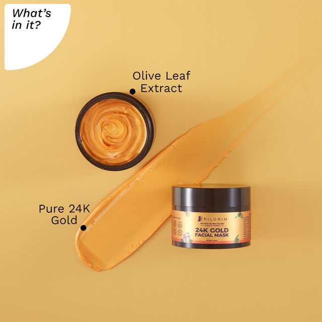 Pilgrim 24K Gold face mask for Glowing skin, Boosts Collagen and Restores Skin Radiance, For Men & Women